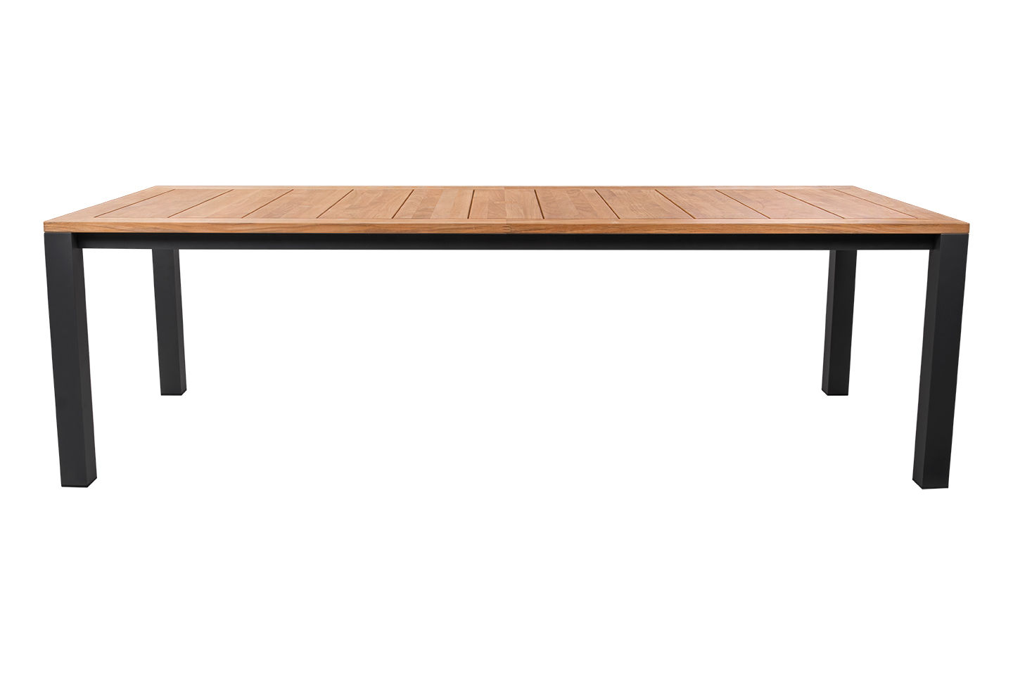 Elements Alu Dining Table 240x100cm (97"x39"), Teak Top, w. umbrella hole, Slate